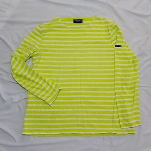 Saint James MINQUIDAME woman fit longsleeve Breton tee, lime/white FR Size 46